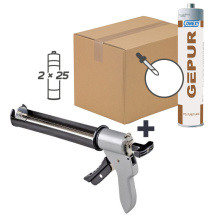 PACK PROMO 50 MASTICS POLYURETHANE HM GEPUR BLANC + 1 PISTOLET MASTIC ATOM H48
